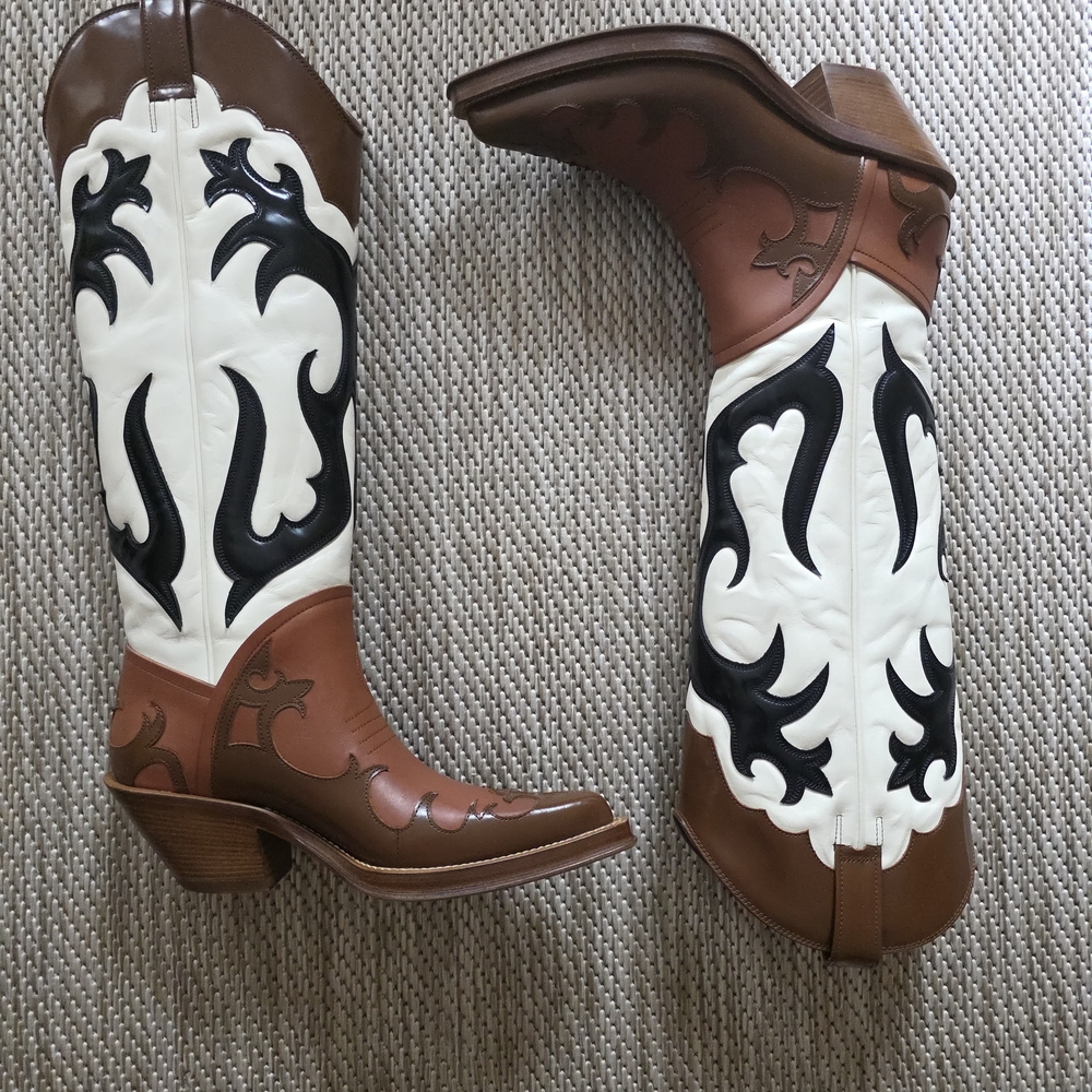 Gabriela Hearst Brown and White Heeled Boots
